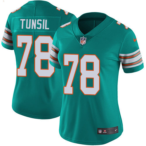 Nike Miami Dolphins #78 Laremy Tunsil Aqua Green Alternate Women Stitched NFL Vapor Untouchable Limited Jersey